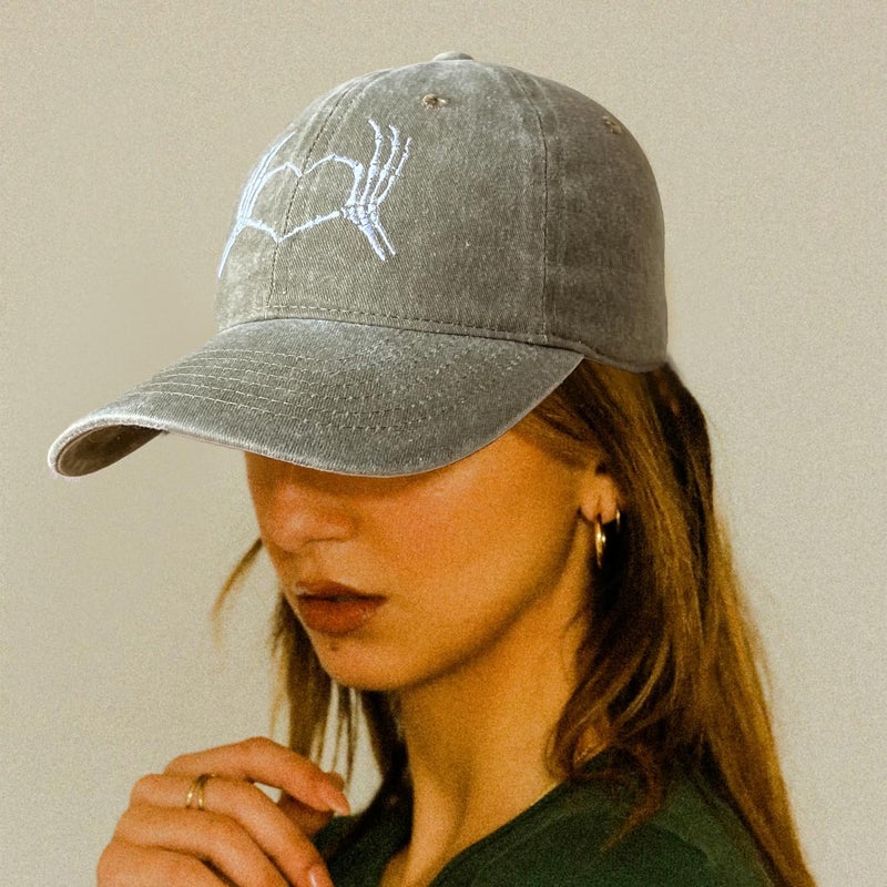 RLQWTKV Hand Skeleton Baseball Hat for Men Women Adjustable 3D Embroidered Skull Finger Cap - Image 3
